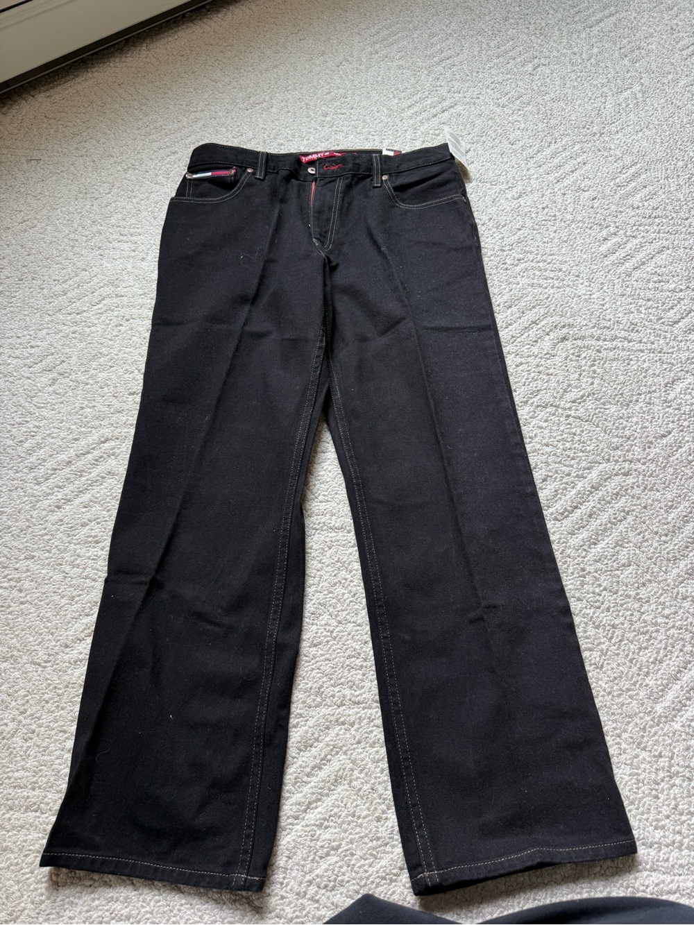 Tommy Hilfiger Black Denim Jeans with Red Accent